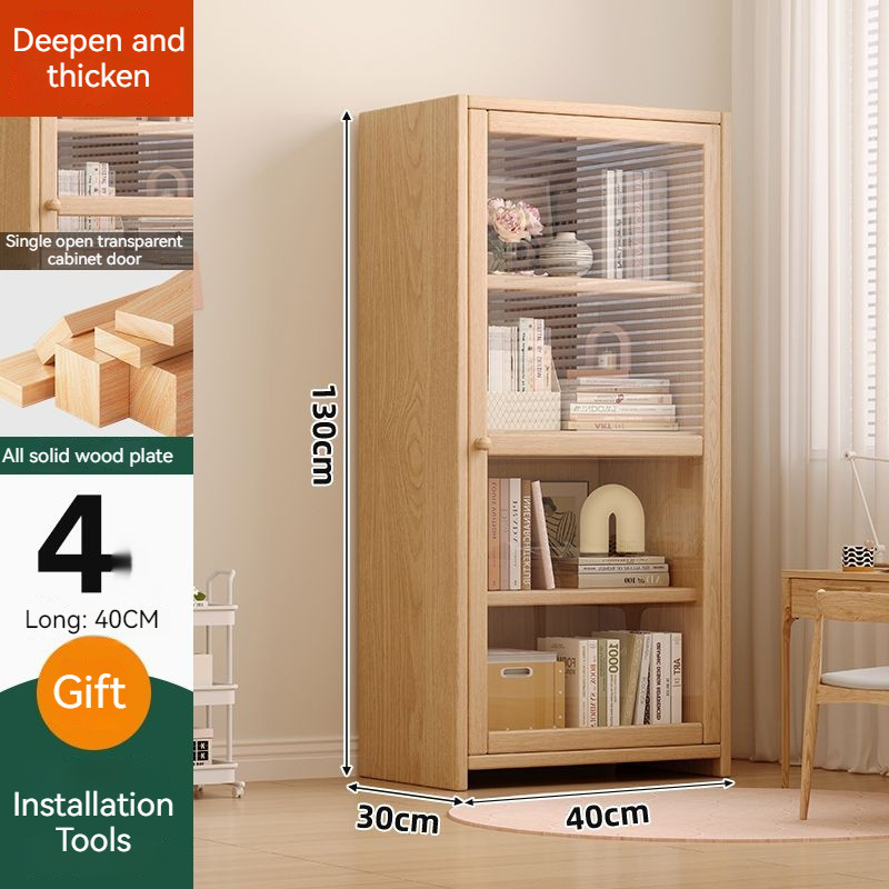 Dust proof solid wood bookshelf/bookshelf with door/floor standing