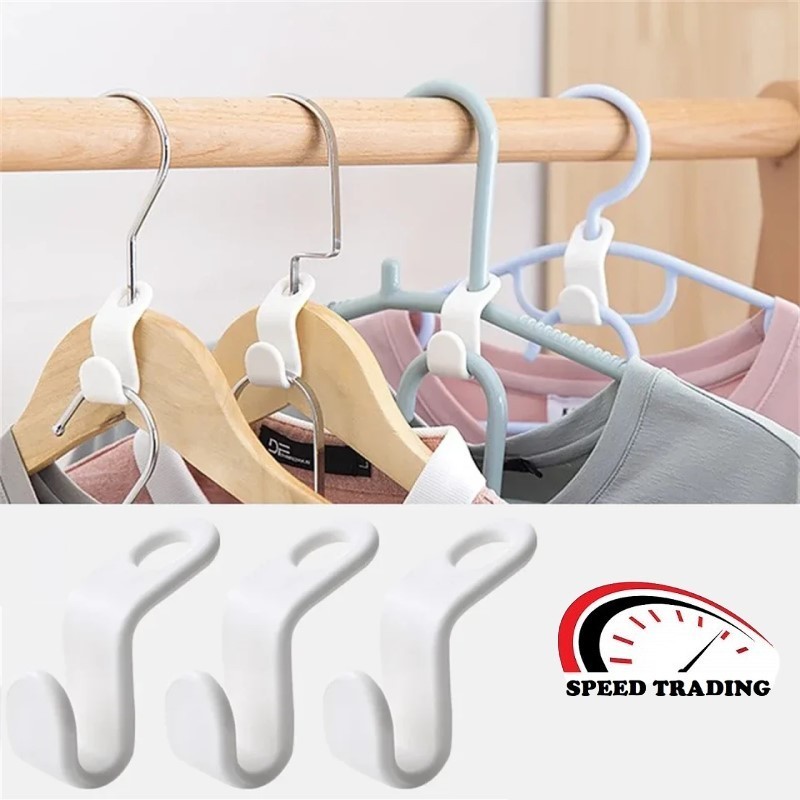 1pc Mini Clothes Hanger Connector Hooks White Folding Storage Hanger Hook Wardrobe Rack Space Saving Hanging Hook Shopee Malaysia