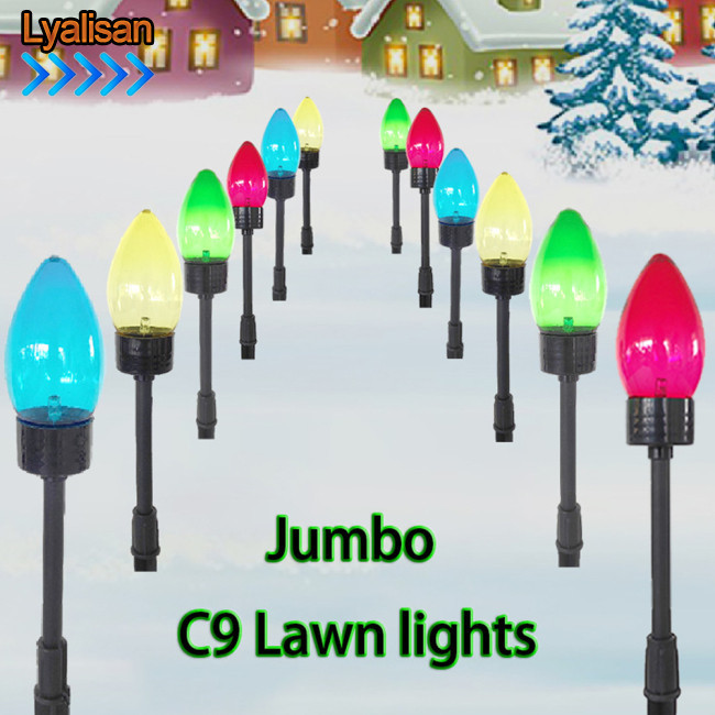 LYA Jumbo C9 Christmas Walkway Lights With 5 Hooks Stake Light Bulb