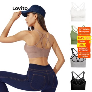 Lovito Plain Shockproof Sports Bra for Women Gym Yoga L02038  (Purple/Black/Blue/Pink)