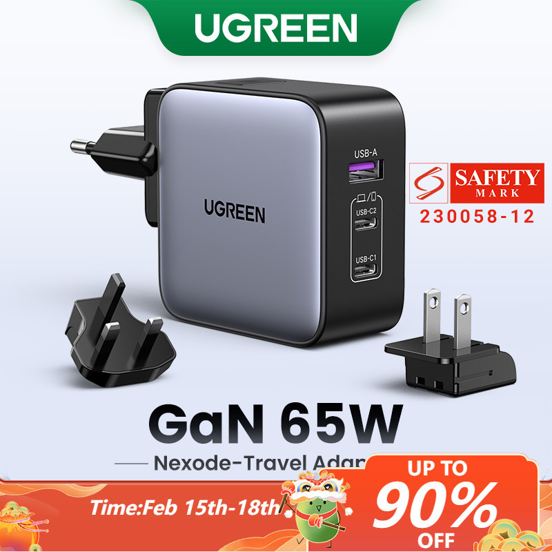 UGREEN NEXODE GAN FAST 65W CHARGER UK FOLDABLE 2C1A RETAIL PACK