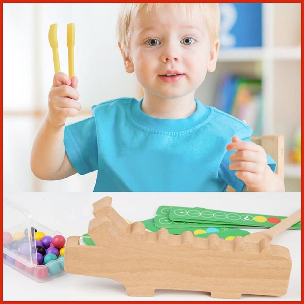 Montessori Bead Game Crocodile Sorting Game Montessori Toy with Bead