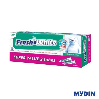 Fresh & White Toothpaste Fresh Cool Mint Twinpack ( 2 x 225g ) | Shopee ...