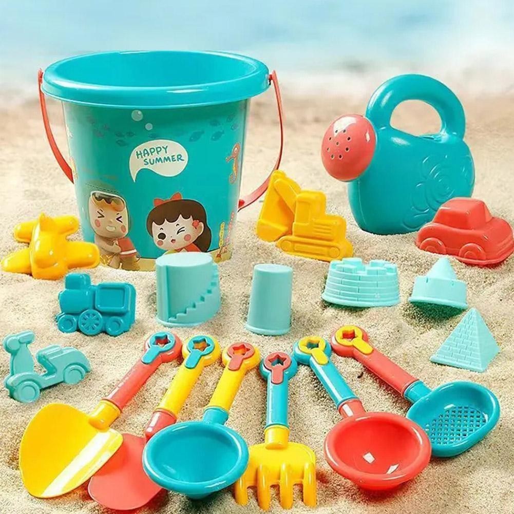 18pcs Beach Sand Toy Water Play Tools Sand Castle Building Kit Shovels