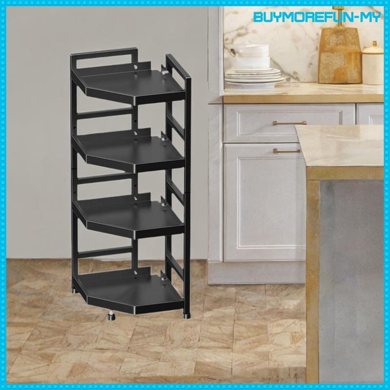 [BuymorefunMY] 4 Tier Corner Shelf Rack Cookware Stand Carbon Steel Pot ...