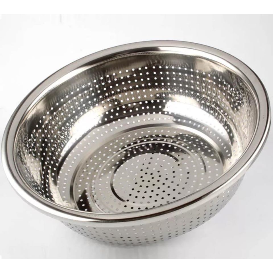 Stainless Steel Colander Round Basket Strainer Rice Washer/ Saringan ...