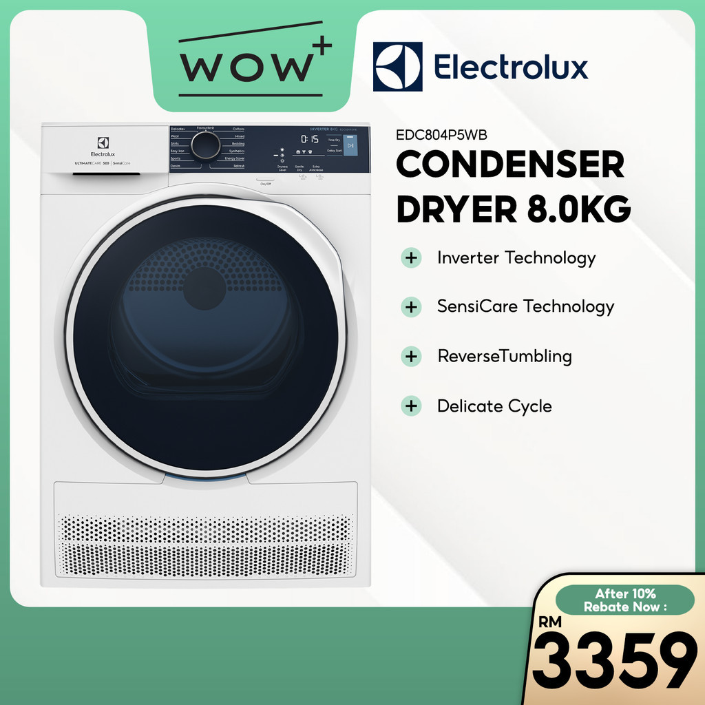 ELECTROLUX EDC804P5WB Condenser Dryer 8.0KG, Featuring SensiCare