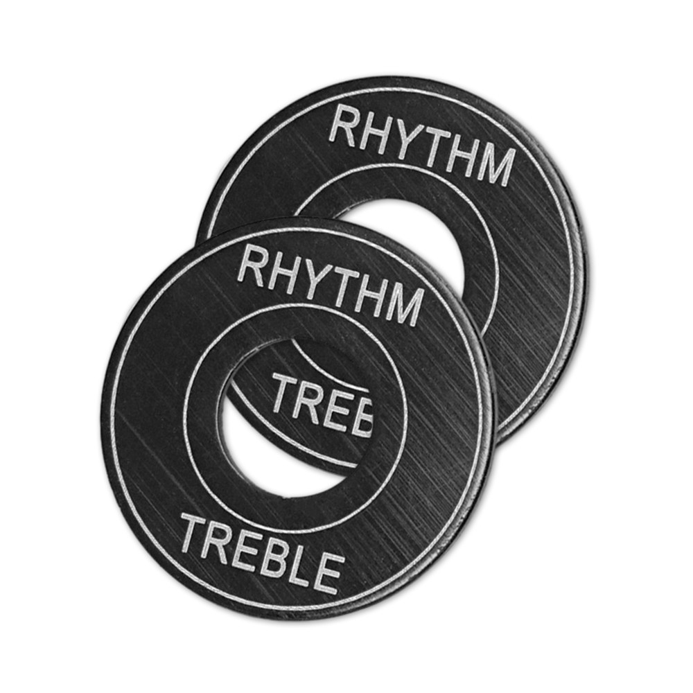 Rondelle/anneau De Commutateur Rhythm/Treble Pour Guitare Les Paul / Epiphone - Alliage D'aluminium, Diamètre Extérieur 3,3 Cm, Couleur Noir (lot De 2) - 10