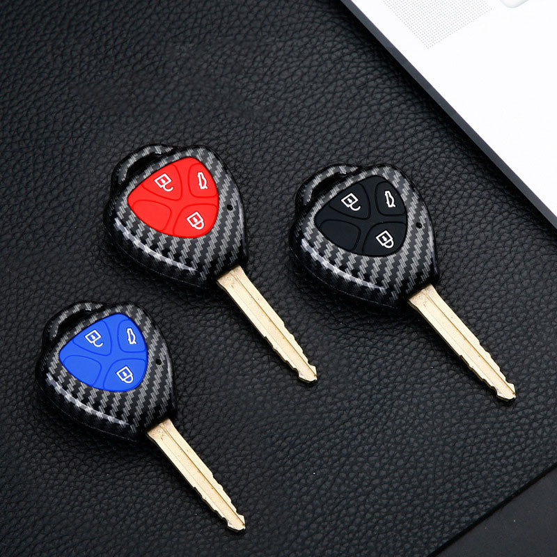 2 3 Buttons Carbon Fiber Abs Silicone Key Case Shell Cover For Toyota