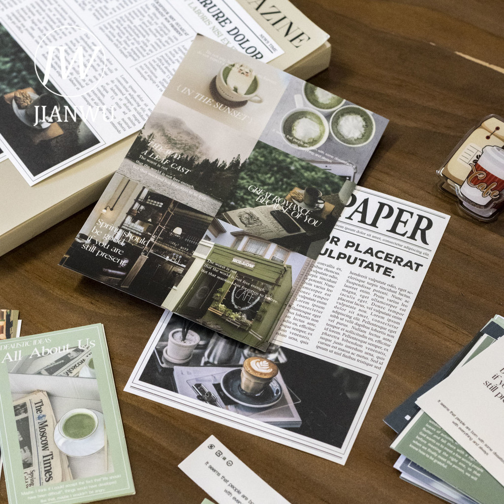 JIANWU 48 Sheets Coffee Moment Series Vintage Magazine Decor Material ...