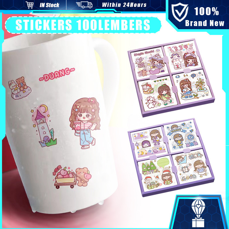 100PCS/Box Cute Diary Stickers Set for Scrapbook Design Hand Account ...
