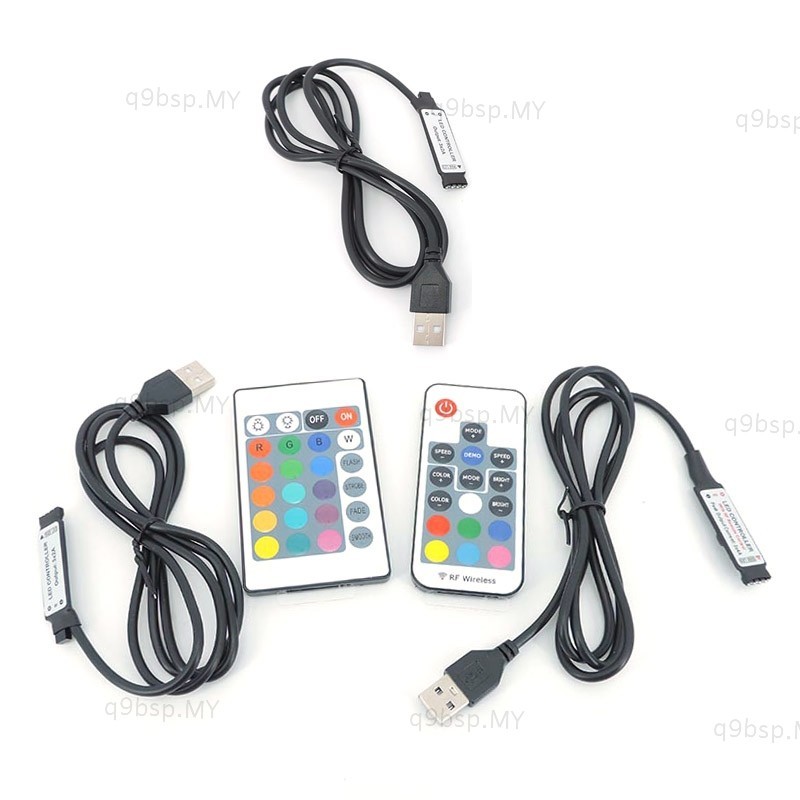 USB port 5V mini 3key mini 17key 24key 4Pin RGB LED strip light RF ...
