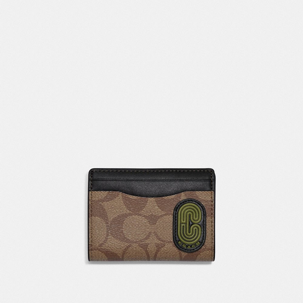 Men Card Case In Signature Canvas With Coach Patch in Khaki
