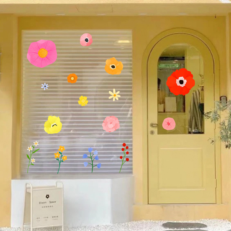 Creative Milk Tea Coffee Shop Decorative Glass Door Sticker Cake Bakery ...