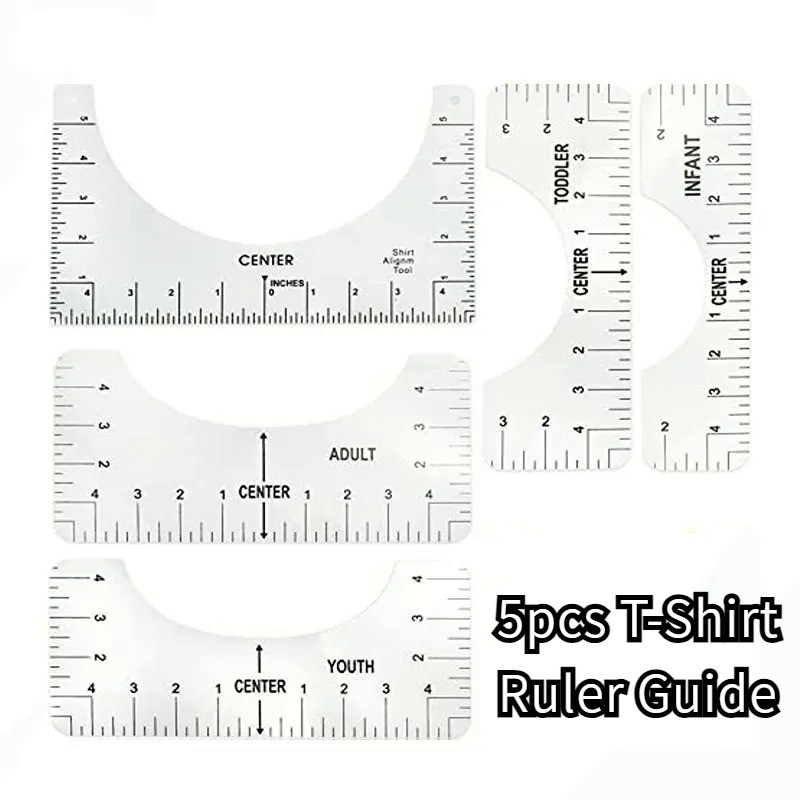 5 Pcs Tshirt Ruler Guide for Vinyl Alignment T-Shirt Ruler Guide for ...