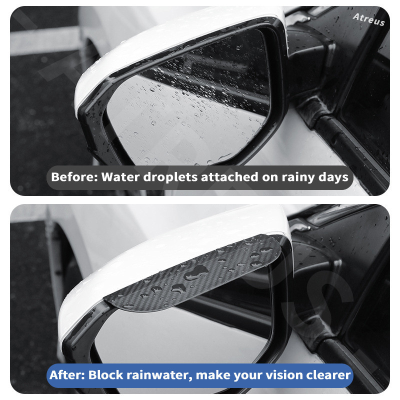 Honda Car Side Rear View Mirror Rain Eyebrow Visor Carbon Fiber Look ...
