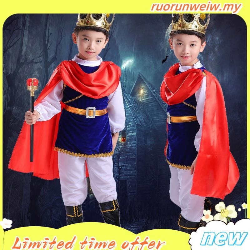 Princ King for boys Cosplay Hallown Costum for Kids Cap Crown for Kids