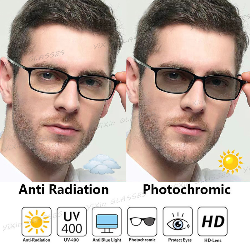 Photochromic Anti Radiation Square Eyeglasses Shade For Men Women Anti ...