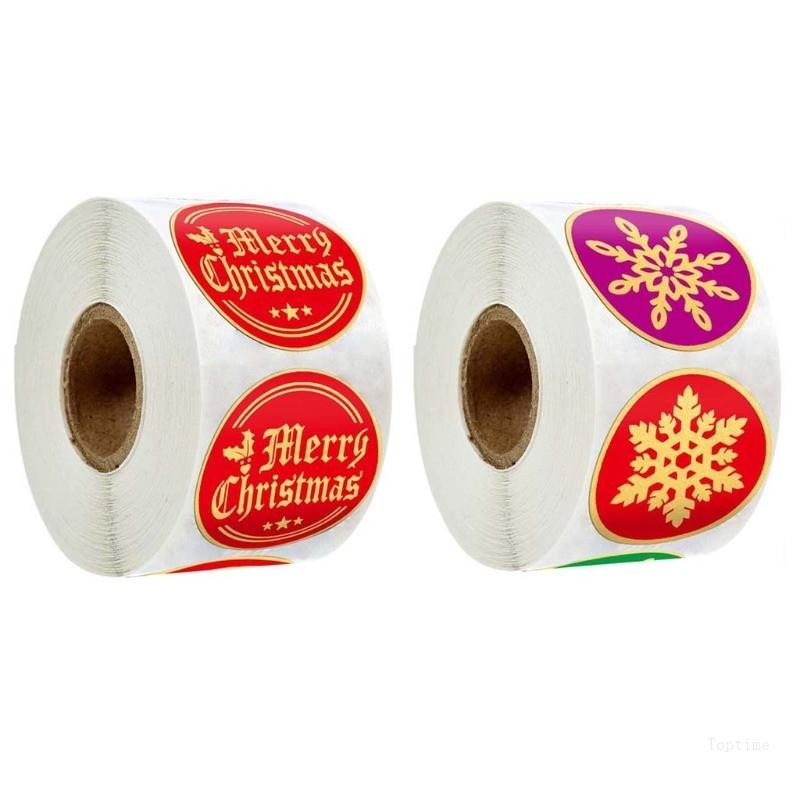 Top 500pcs roll Round Gold Foil Merry Christmas Stickers Seal Labels ...
