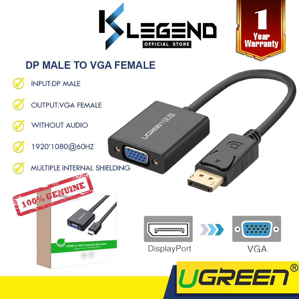 UGREEN DISPLAY PORT DP MALE TO VGA FEMALE CONVERTER ADAPTER WITH ...