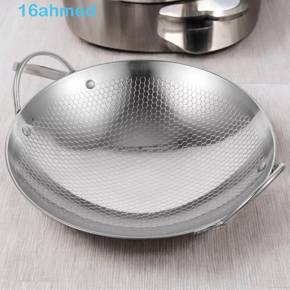 AHMED Frying Cooking Pot, Honeycomb Pattern Stainless Steel Camping Wok ...