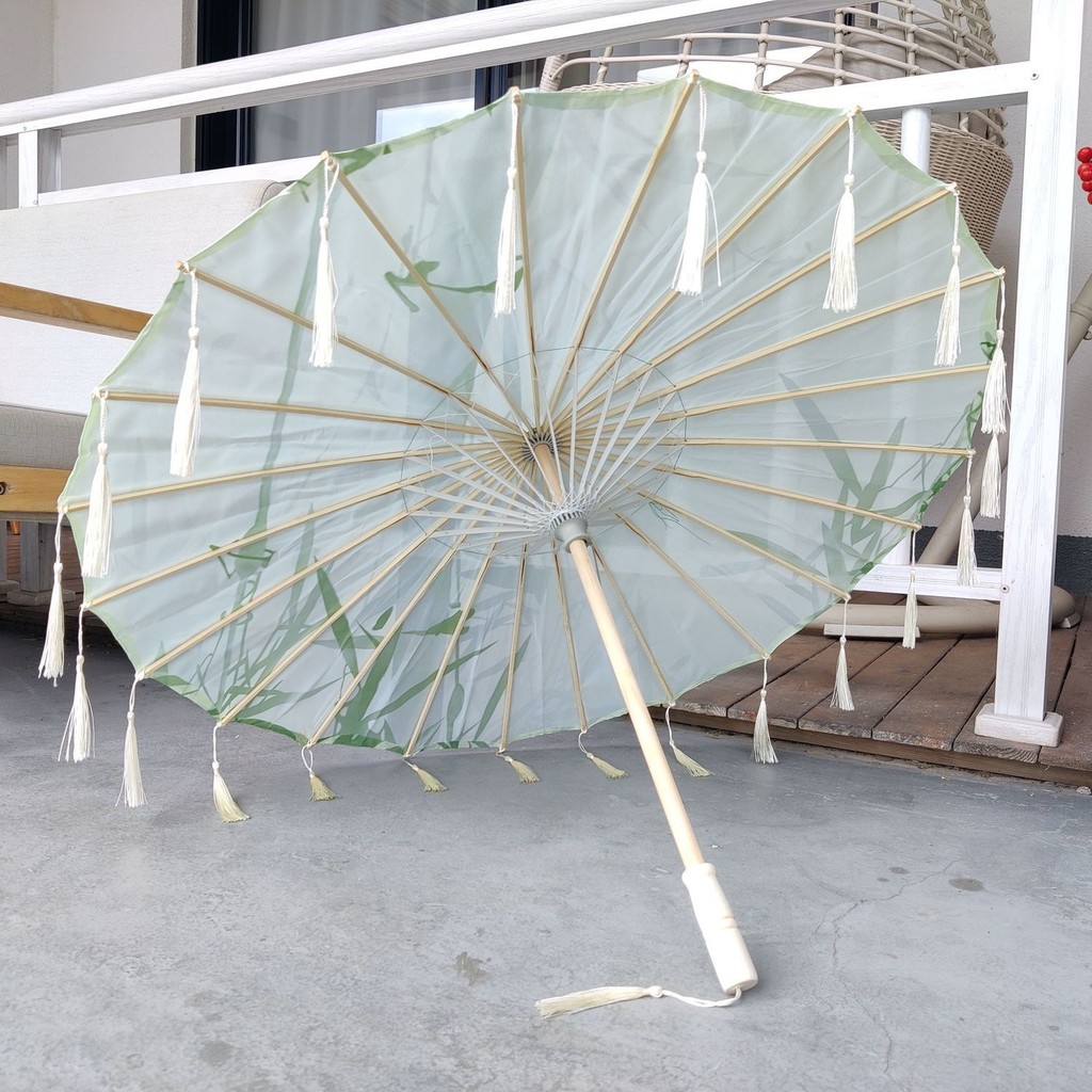 绸布伞学生中国风古风汉服伞舞蹈流苏伞油纸伞儿童到岁花伞Oil Paper Umbrella Chinese Style Hanfu Dance ...