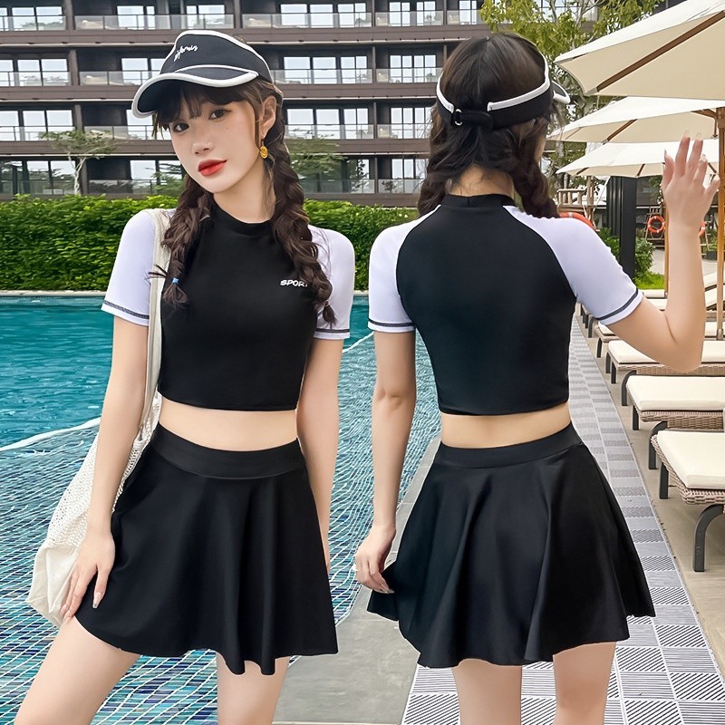 Women Swimsuit Split TwoPiece Swimsuit Cover Belly Hot Spring Swimming Water Park Swimsuit