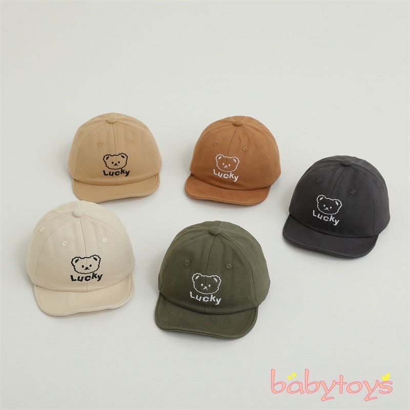 Baby Cap Cute Embroidery Letter Bear Peaked Hat Korean Soft Eaves ...