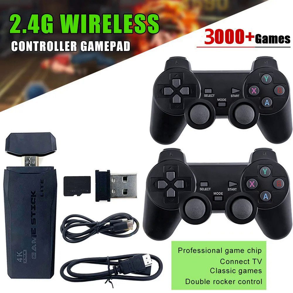 Video Game Console 2.4G Double Wireless Controller Game Stick 4K 10000 ...