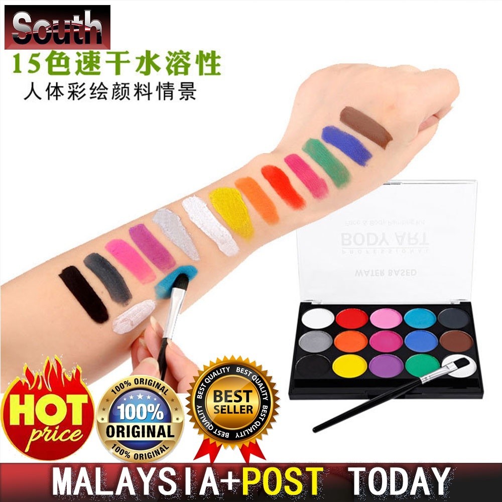 ★Ready Stock★ Face paint 15 Colors Non-toxic 人体彩绘 Water Based Paint ...