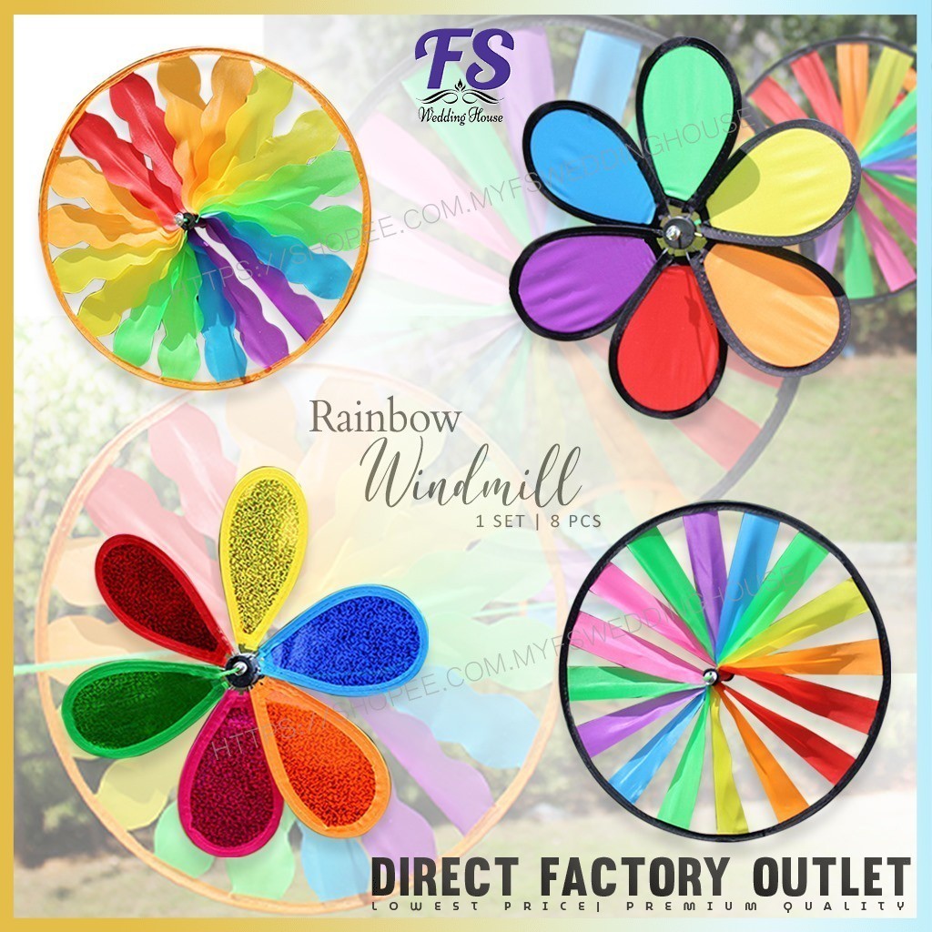 1 SET - STRING WINDMILL/COLOURFUL WINDMILL/RAINBOW WINDMILL/ROUND WHEEL ...