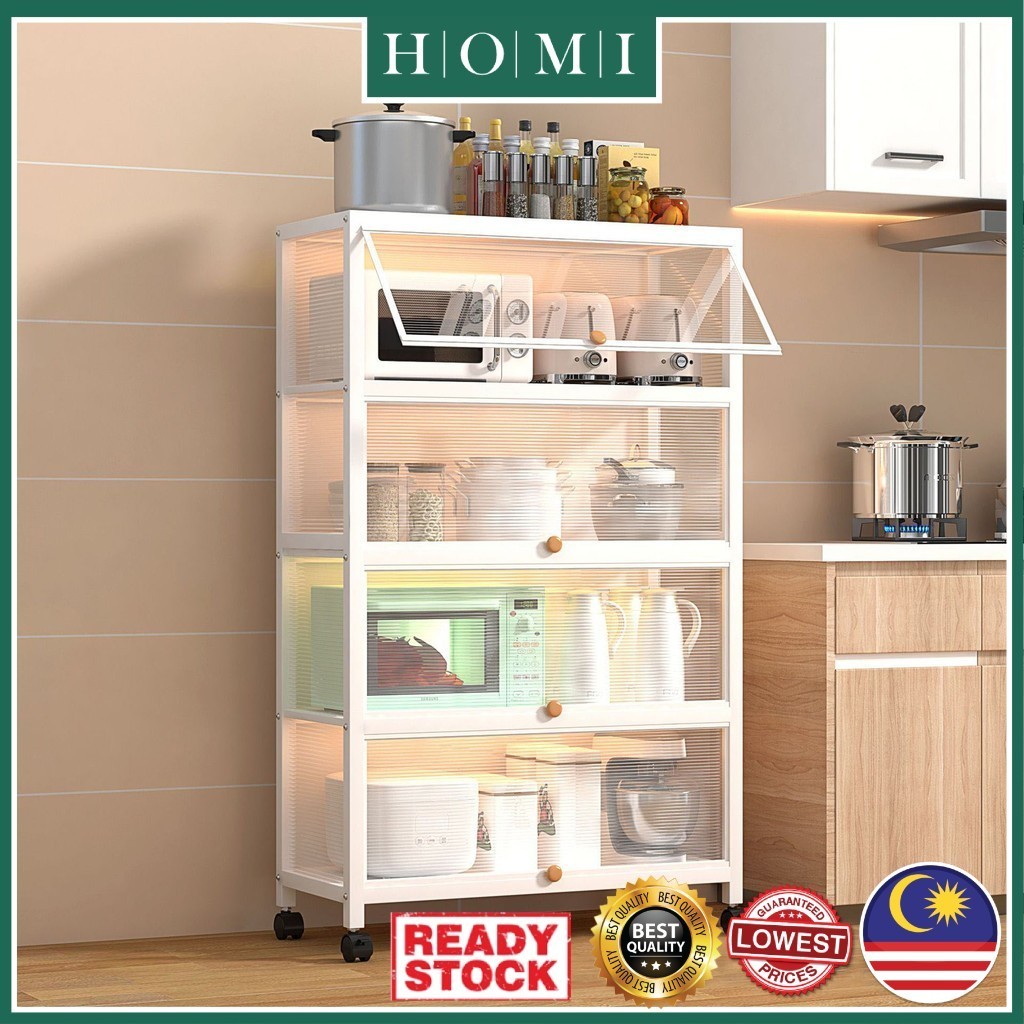 📦HOMI READY STOCK📦 Multi-layer Organizer Rack Shelf with Wheels Kitchen ...