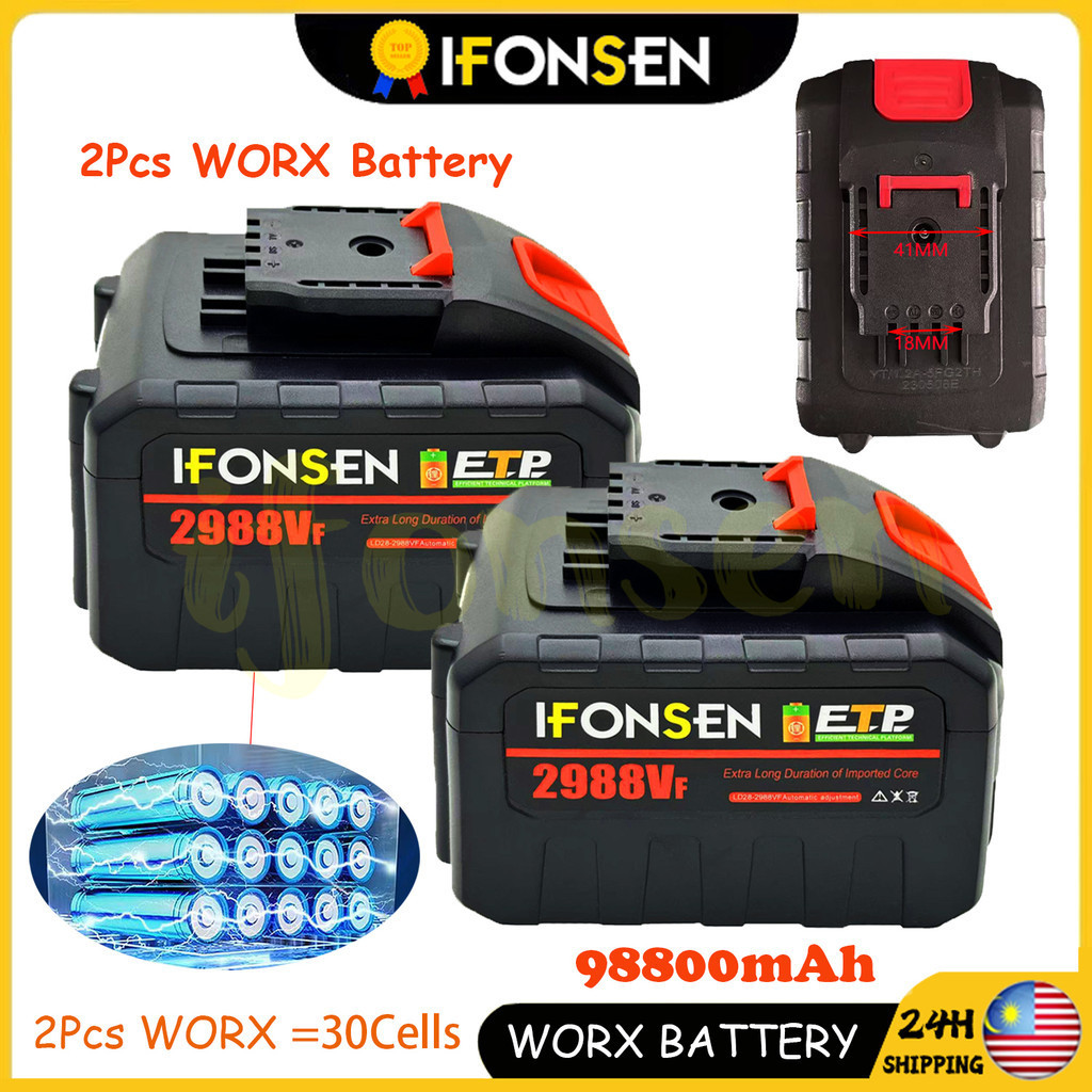 🔋24H🔋2pack 2988VF WORX MAX Extend Lithium Li-ion Battery Rechargeable ...