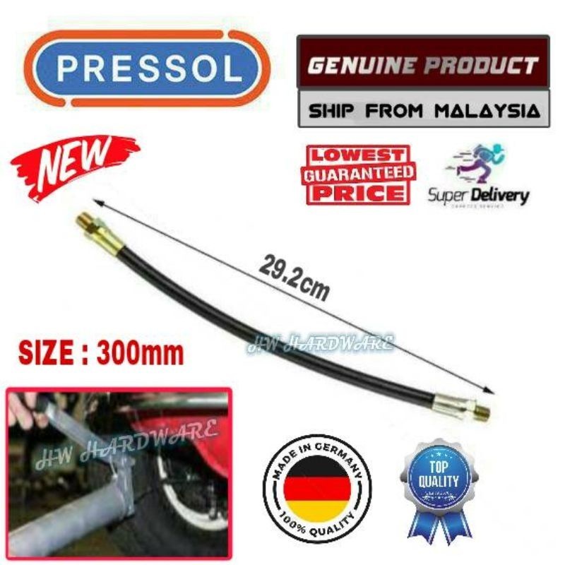 ORIGINAL PRESSOL GERMANY Flexible Grease Gun Hose / Grease Gun Pipe / 1/8" / 12" / 300mm / 30cm