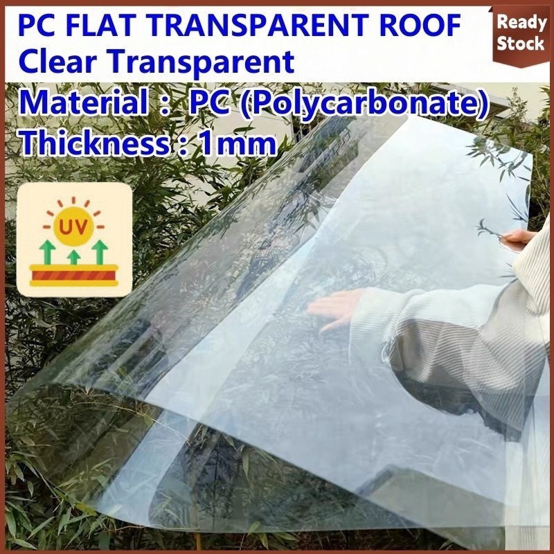 ATAP CERAH LUTSINAR RATA 1mm POLYCARBONATE / PC FLAT TRANSPARENT ROOF ...