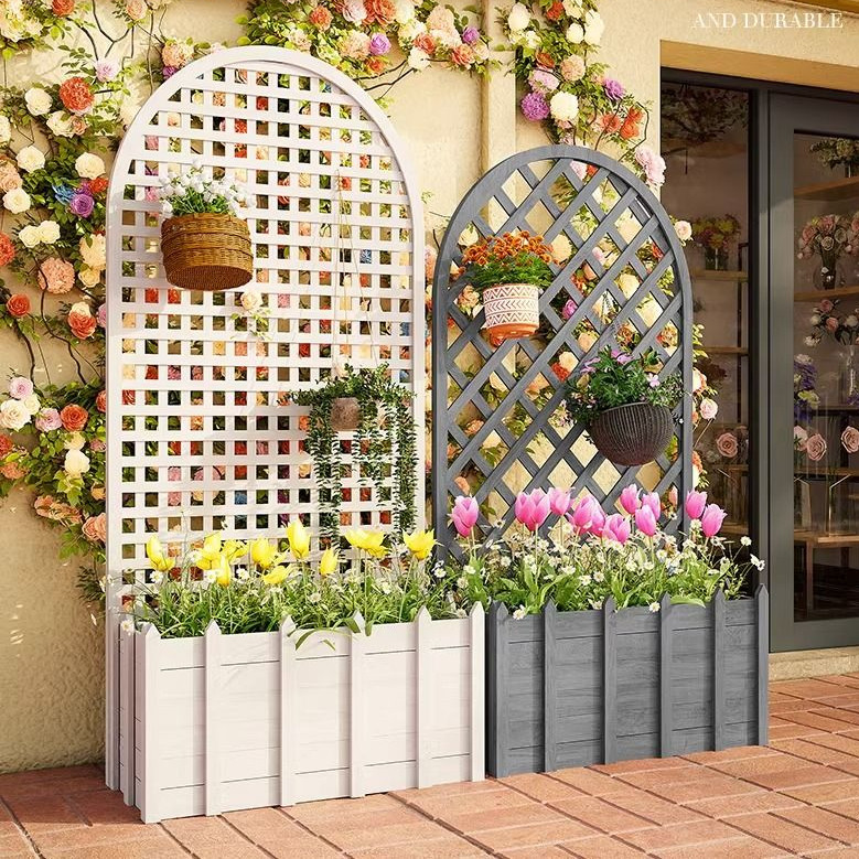 Courtyard Balcony Preservative Wooden Grid Arrangement Rattan Climbing ...