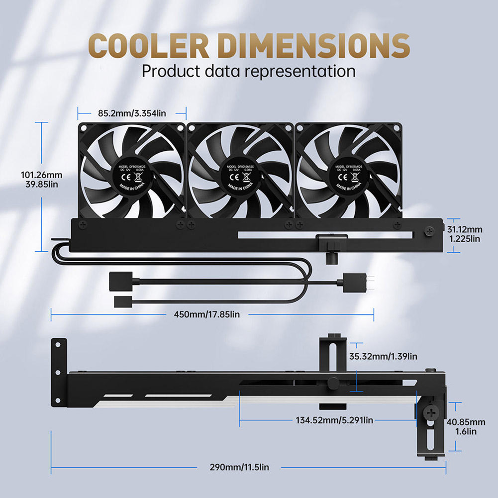 2 in 1 Graphics Card Radiator with 3x80mm PWM Cooler Fans 5V 3Pin ARGB ...