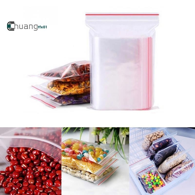 500Pcs Resealable Zipper Closure Bags Self Seal Clear Plastic Poly Bag ...