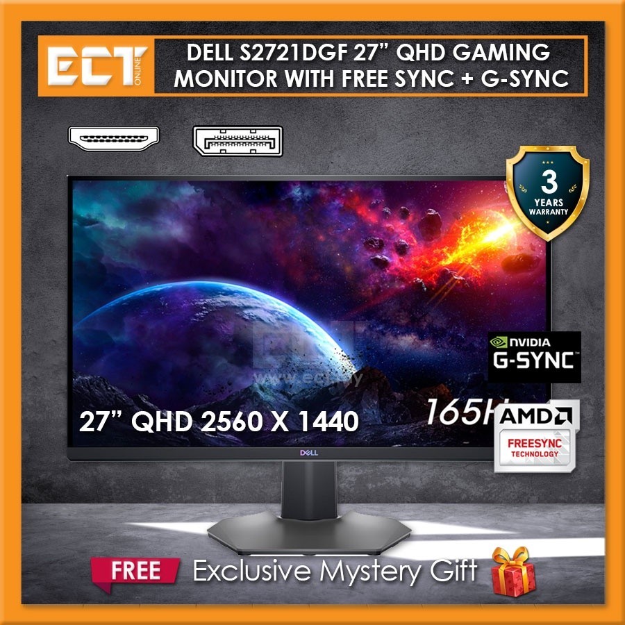 Dell S2721DGF 27" QHD 2560x1440 Gaming LED Monitor with AMD FreeSync ...