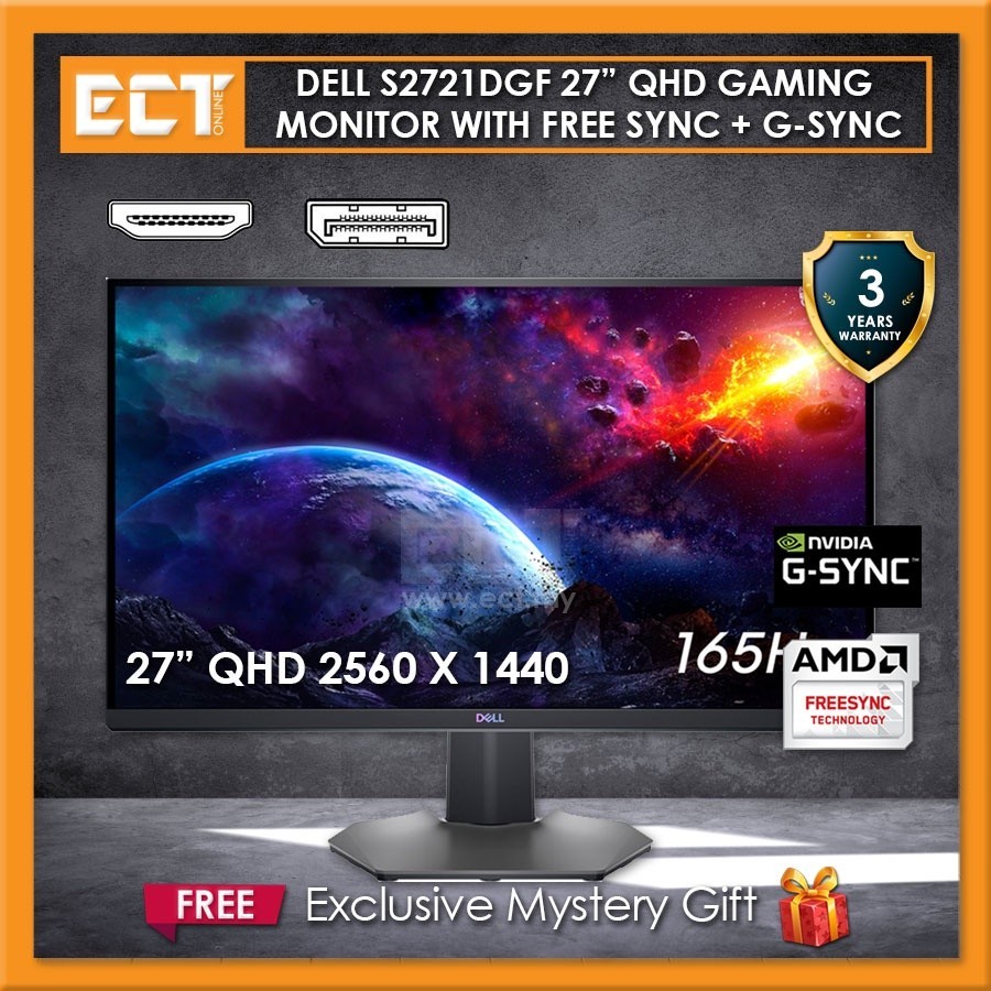 Dell S2721DGF 27 QHD 2560x1440 Gaming LED Monitor With AMD FreeSync