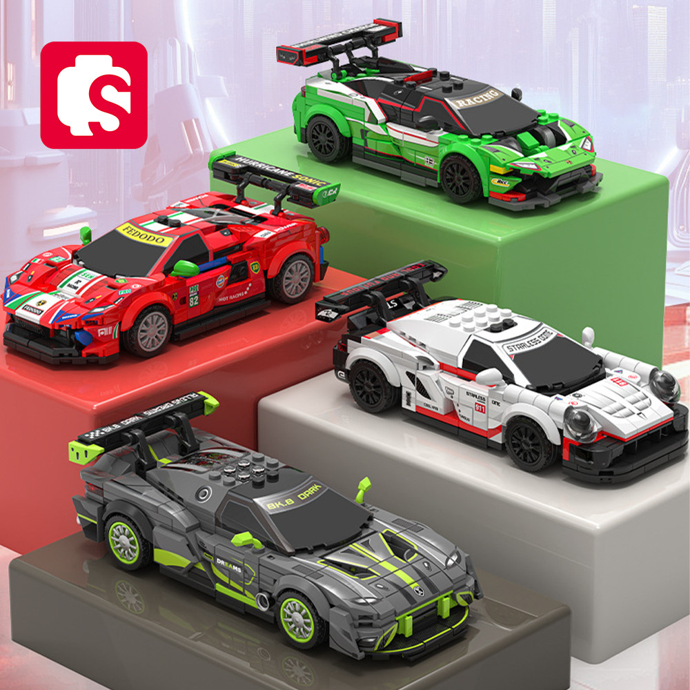 [4 IN 1] Sembo Block 714016-714019 Racing Sports Car Series Convertible ...