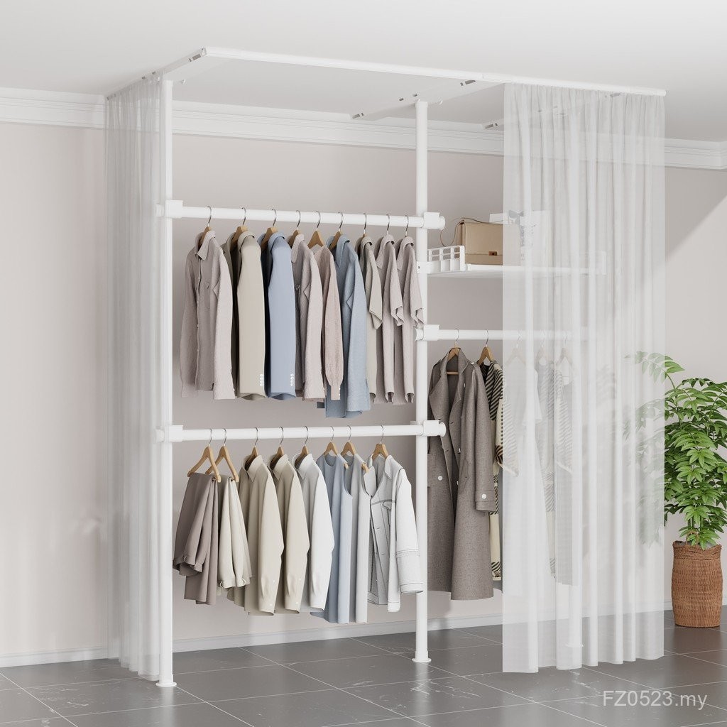 Open Anti-dust Metal Wardrobe Rack Combination Floor Hanger Rack Corner ...
