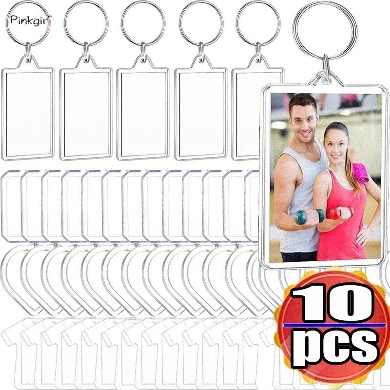 1/5/10Pcs Transparent Photo Frame Keychain DIY Insert Photo Acrylic ...