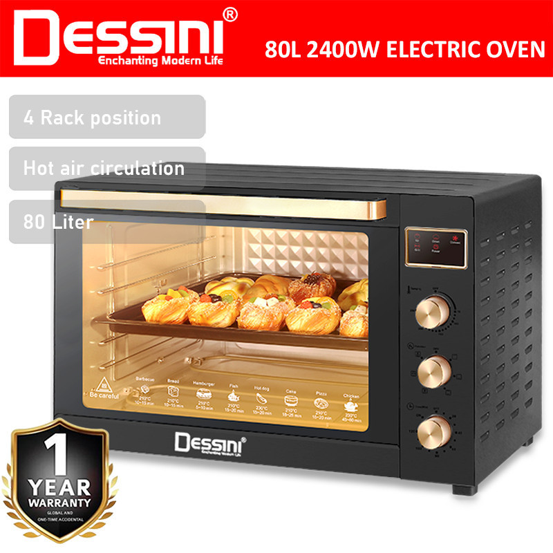 DESSINI ITALY 80L Electric Rotisserie Oven Convection Hot Air Fryer ...