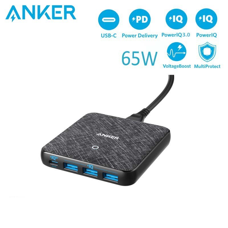 Anker A2045 Powerport Atom Iii 65w 4 Port Piq 30 And Gan Fast Charger