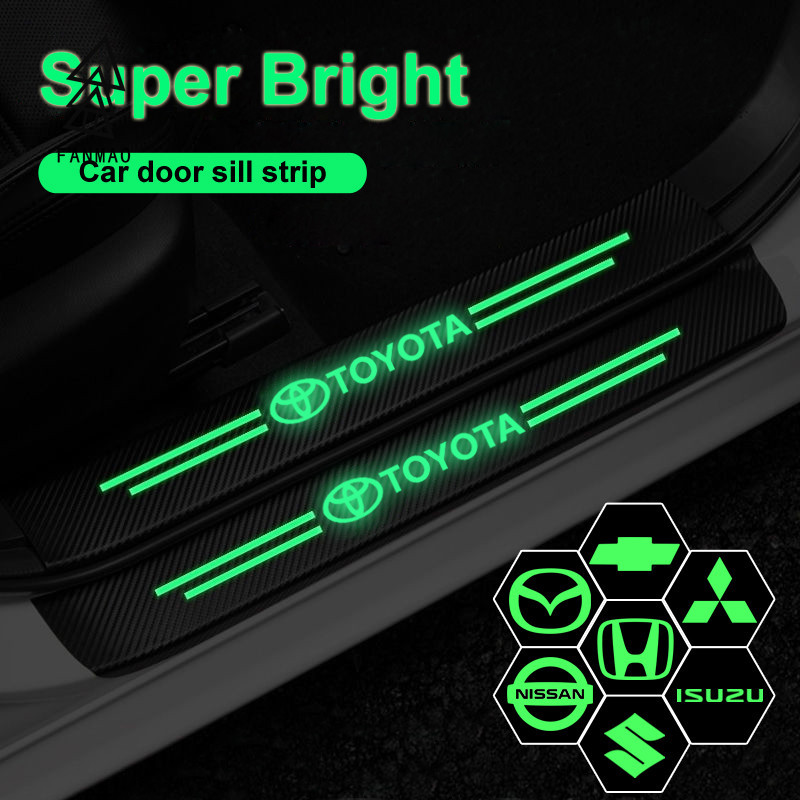 FANMAO Luminous Car Trunk Door Sill Trim Anti Kick Stickers for Toyota ...