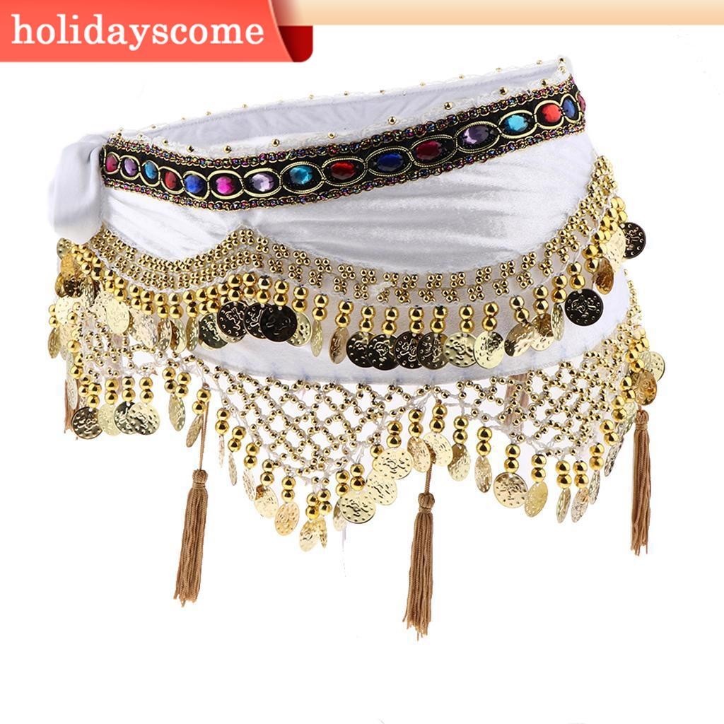 【hclm】123 Womens Sequins Belly Dance Hip Scarf Wrap Skirt With Gold Coins Shopee Malaysia 6606