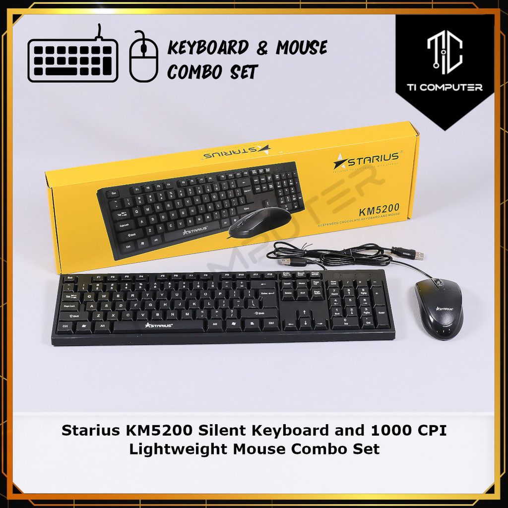 Starius KM5200 Silent Keyboard and 1000 CPI Lightweight Mouse Combo Set ...