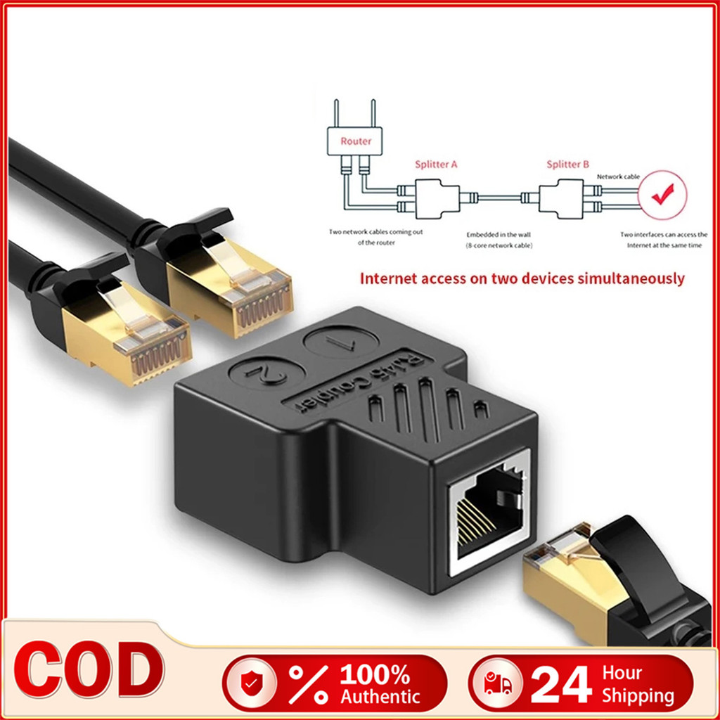 Ethernet Splitter Adapter RJ45 1 to 2 Extender Plug 5PCS Cable Coupler ...