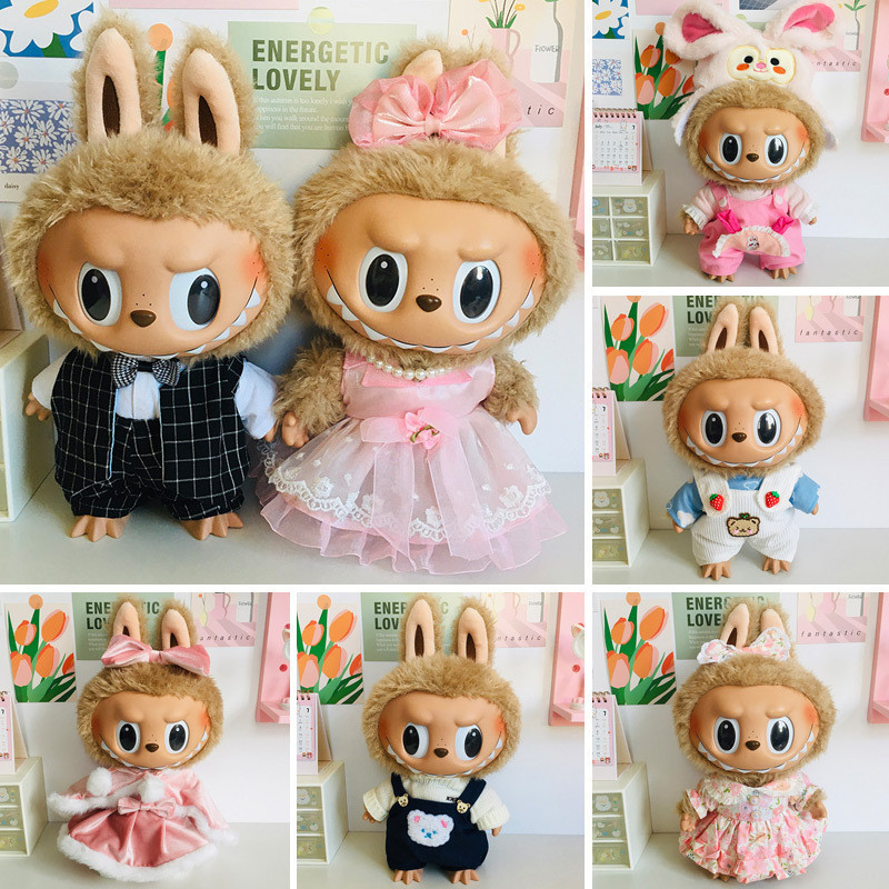 ((only Clothes) 38cm Labubu Clothes Cute Plush Vinyl Doll Clothes 38cm 